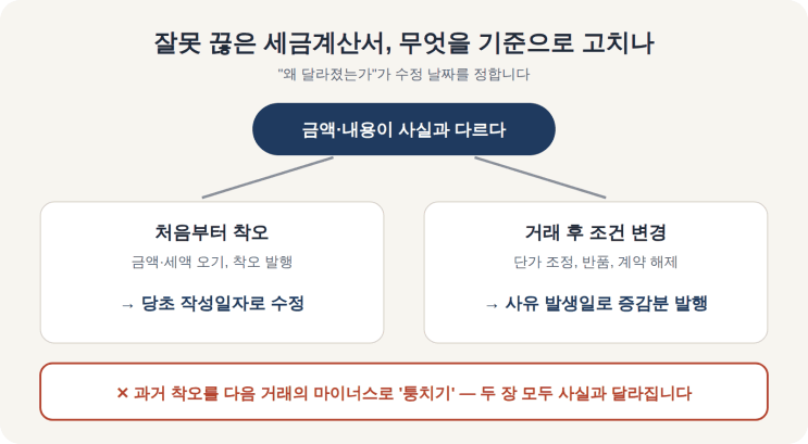 잘못 끊은 세금계산서, 무엇을 기준으로 고치나